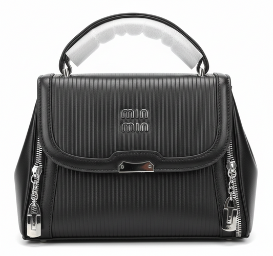 Ribbed Accordion Top-Handle Satchel