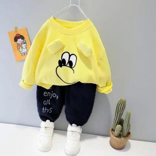 2 Pcs Girl's Fleece Printed Tracksuit