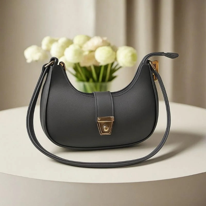 Crescent Luxury Faux Leather Shoulder Bag